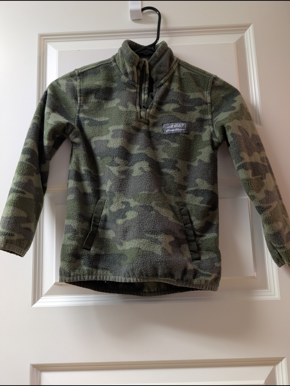 Eddie Bauer Kids Camo Fleece Quarter-Zip Pullover - Green & Dark Green